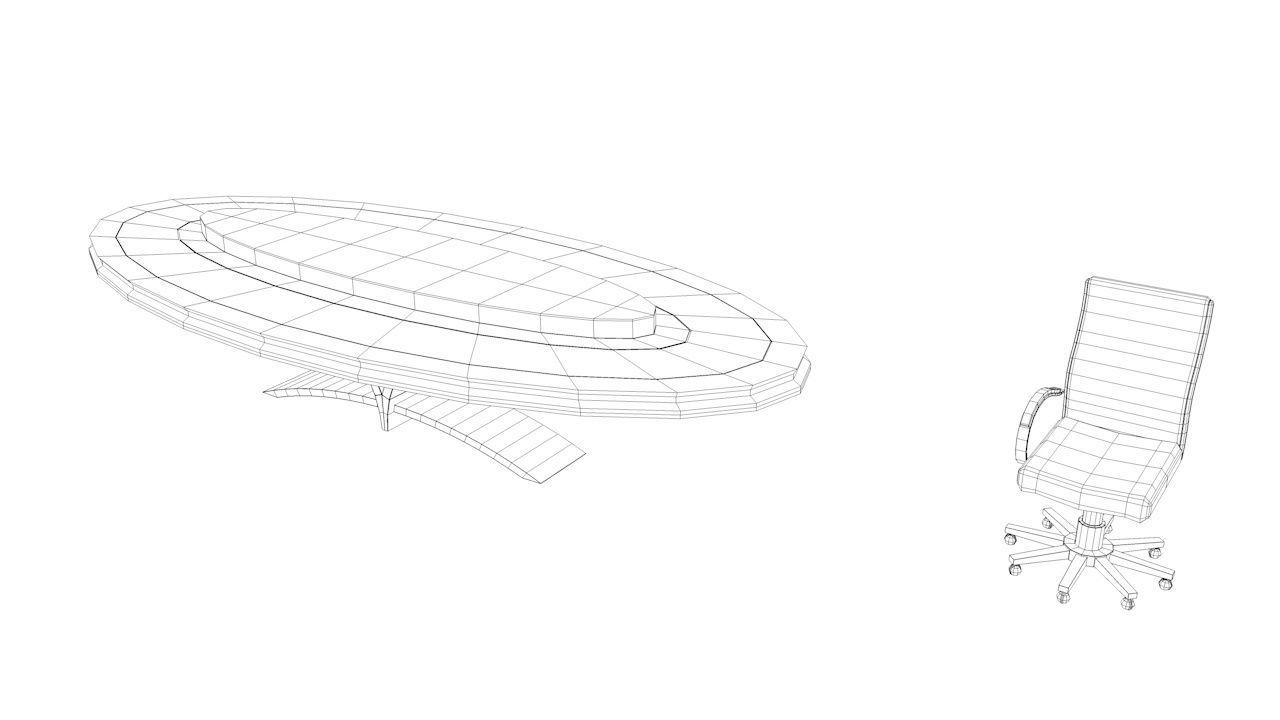 Table and Chair Low-poly 3D model_12
