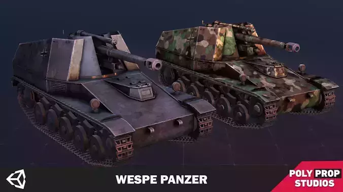 Wespe  Panzer Artillery SDKFZ-124 Low-poly 3D model