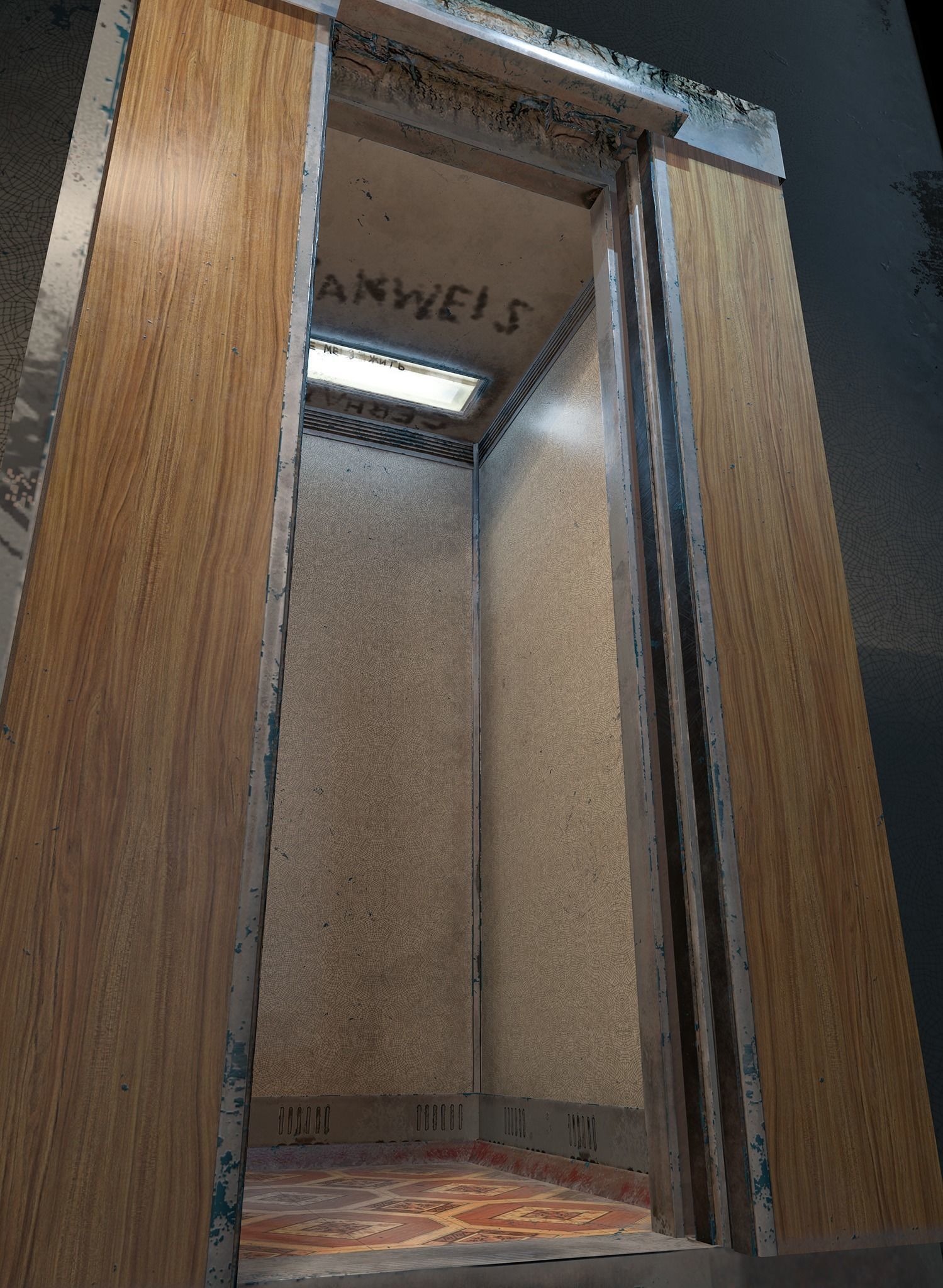 elevator Low-poly 3D model_0