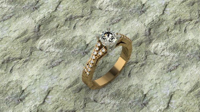 diamond solitaire ring 3D print model