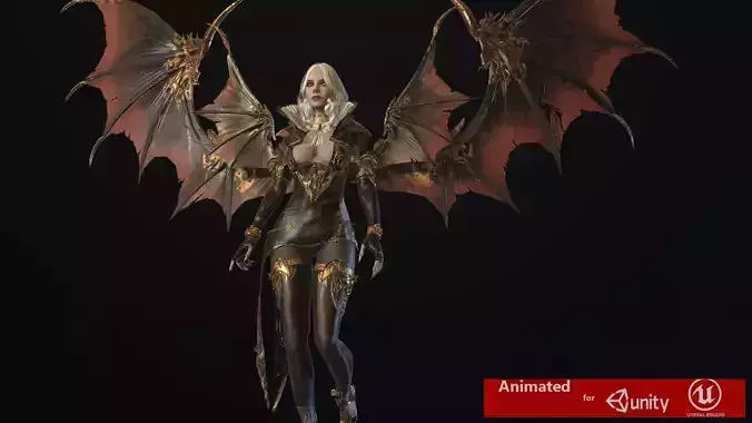 Vampire girl remastered  Low-poly 3D model