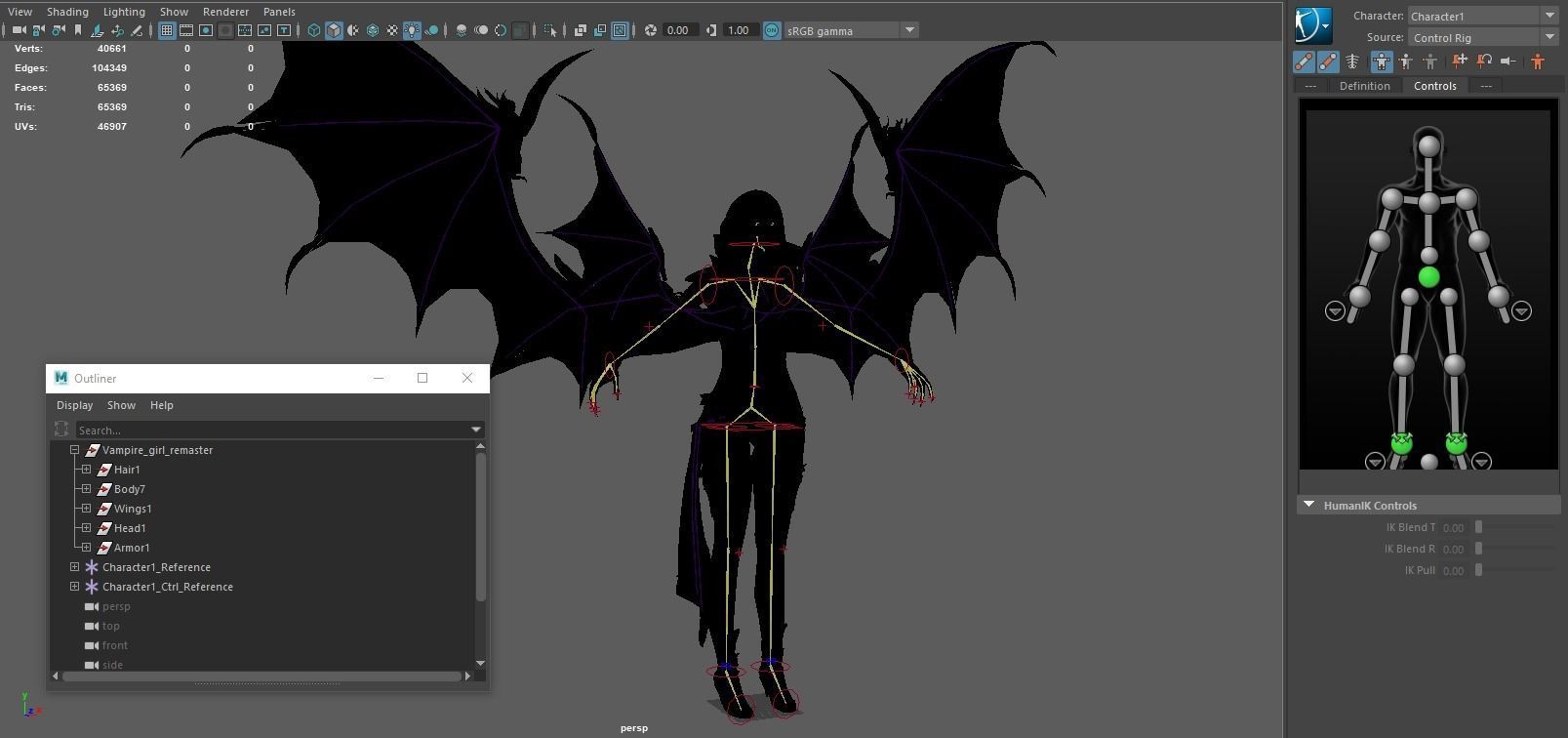 Vampire girl remastered  Low-poly 3D model_25