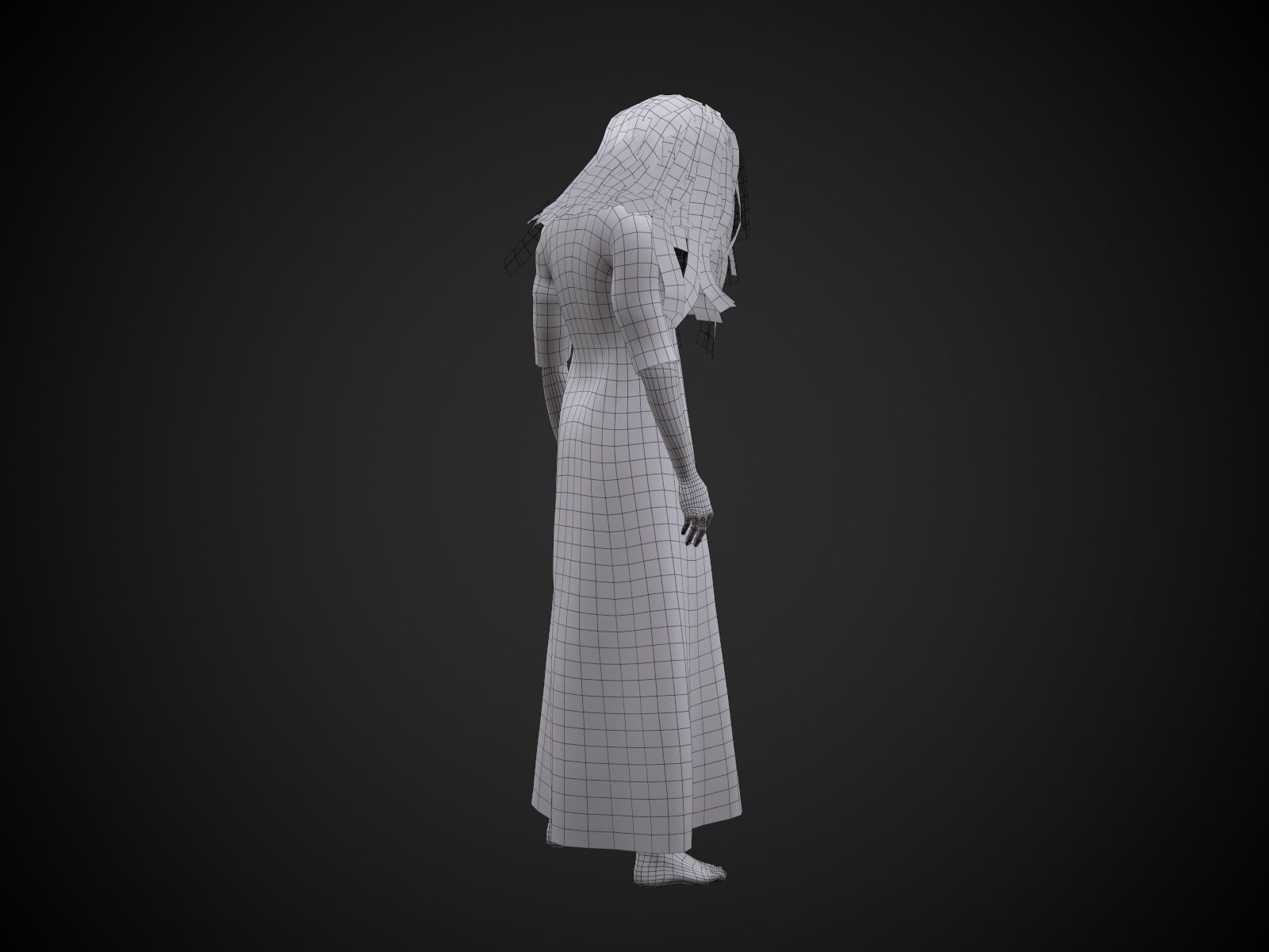 Horror Girl Low-poly 3D model_20