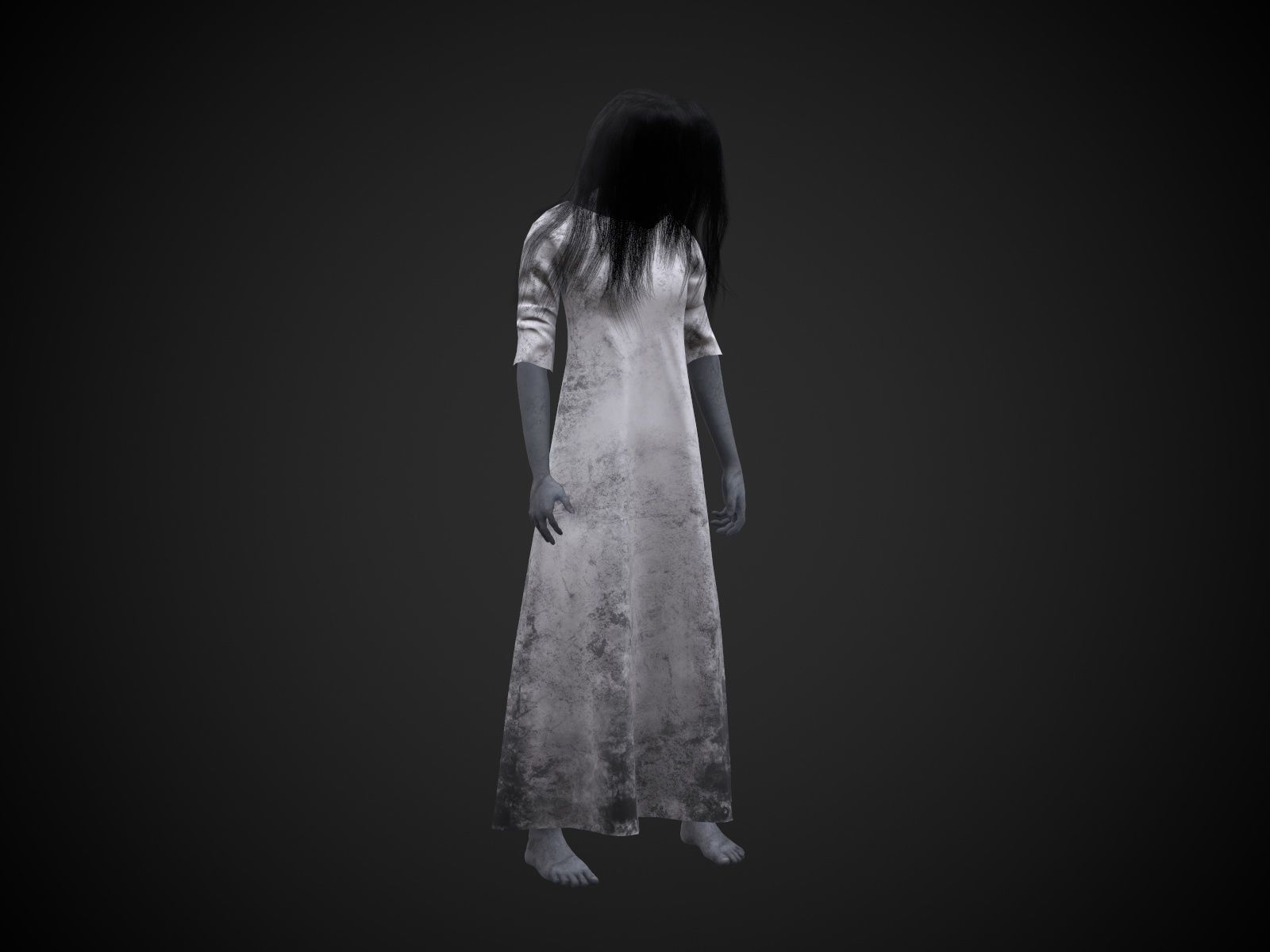 Horror Girl Low-poly 3D model_5