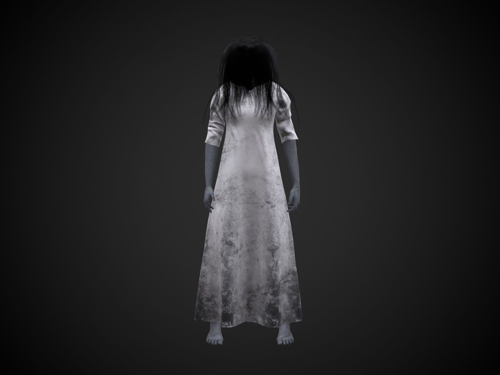 Horror Girl Low-poly 3D model_4