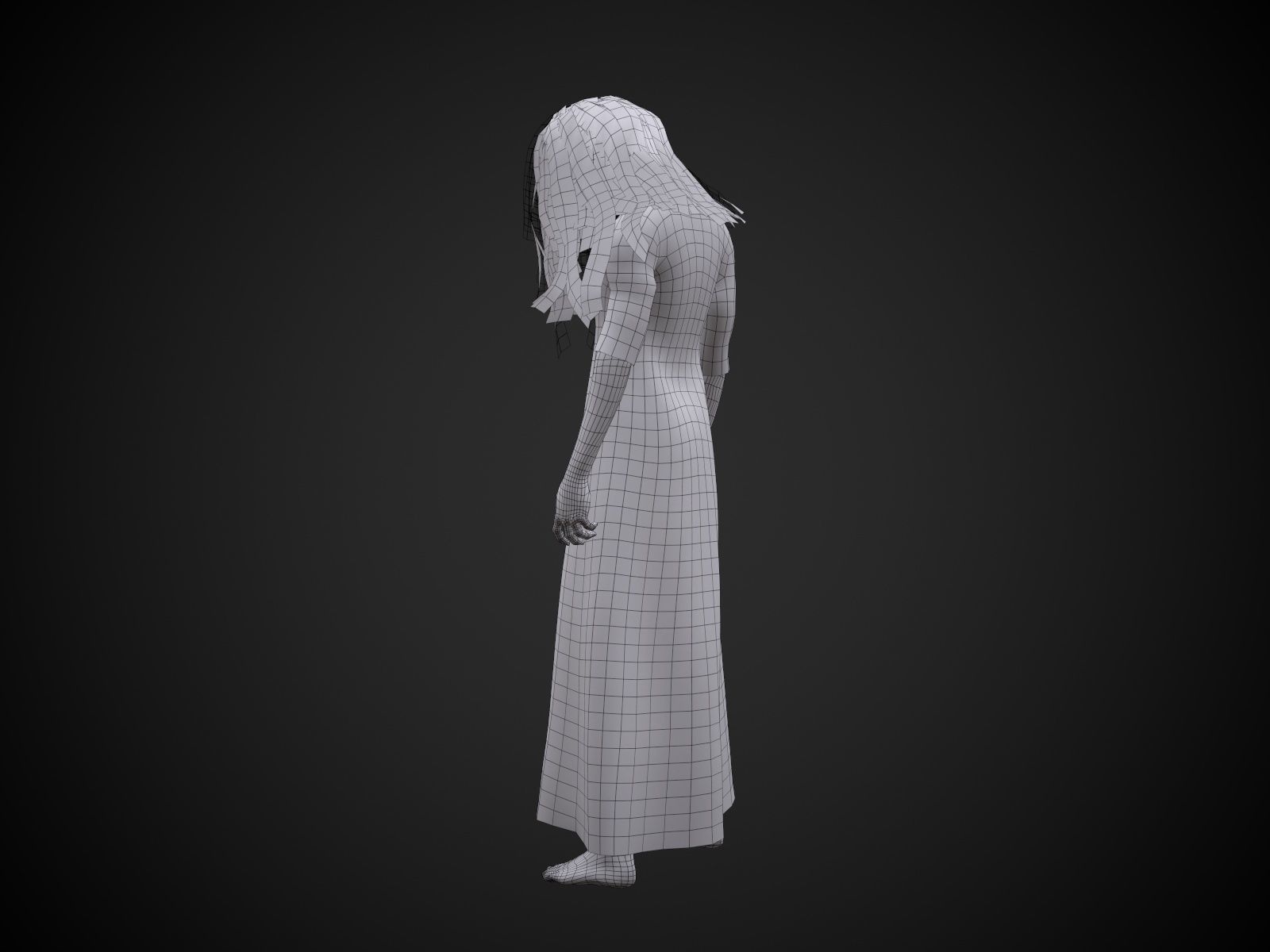 Horror Girl Low-poly 3D model_24
