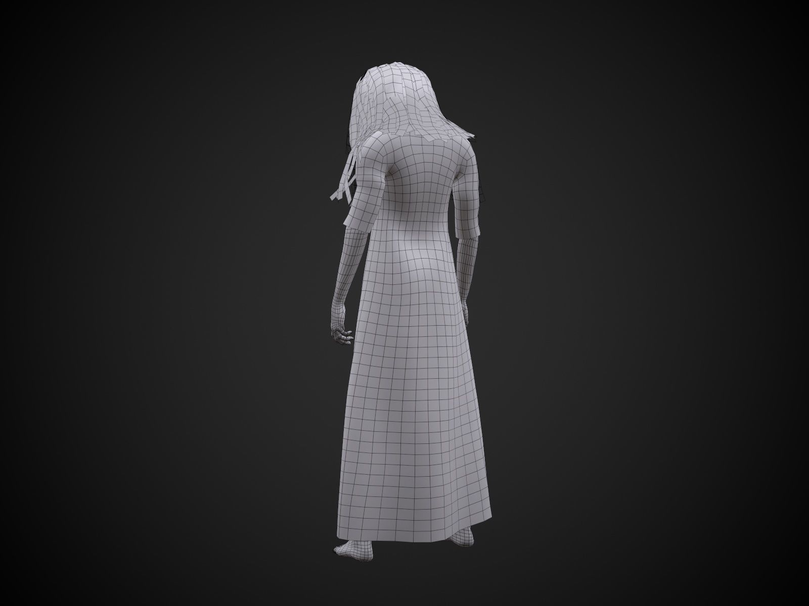 Horror Girl Low-poly 3D model_23