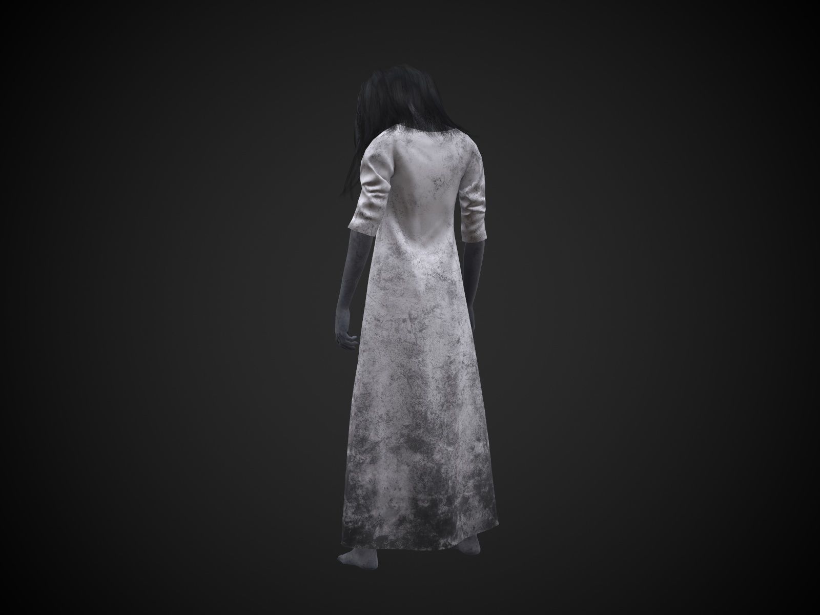 Horror Girl Low-poly 3D model_11