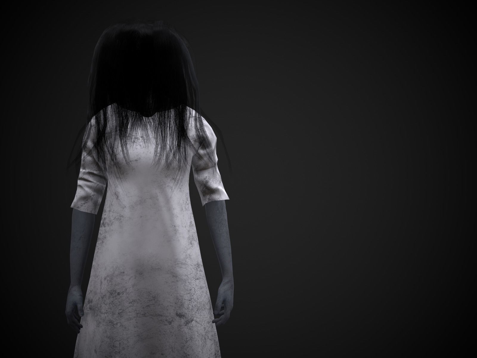 Horror Girl Low-poly 3D model_3