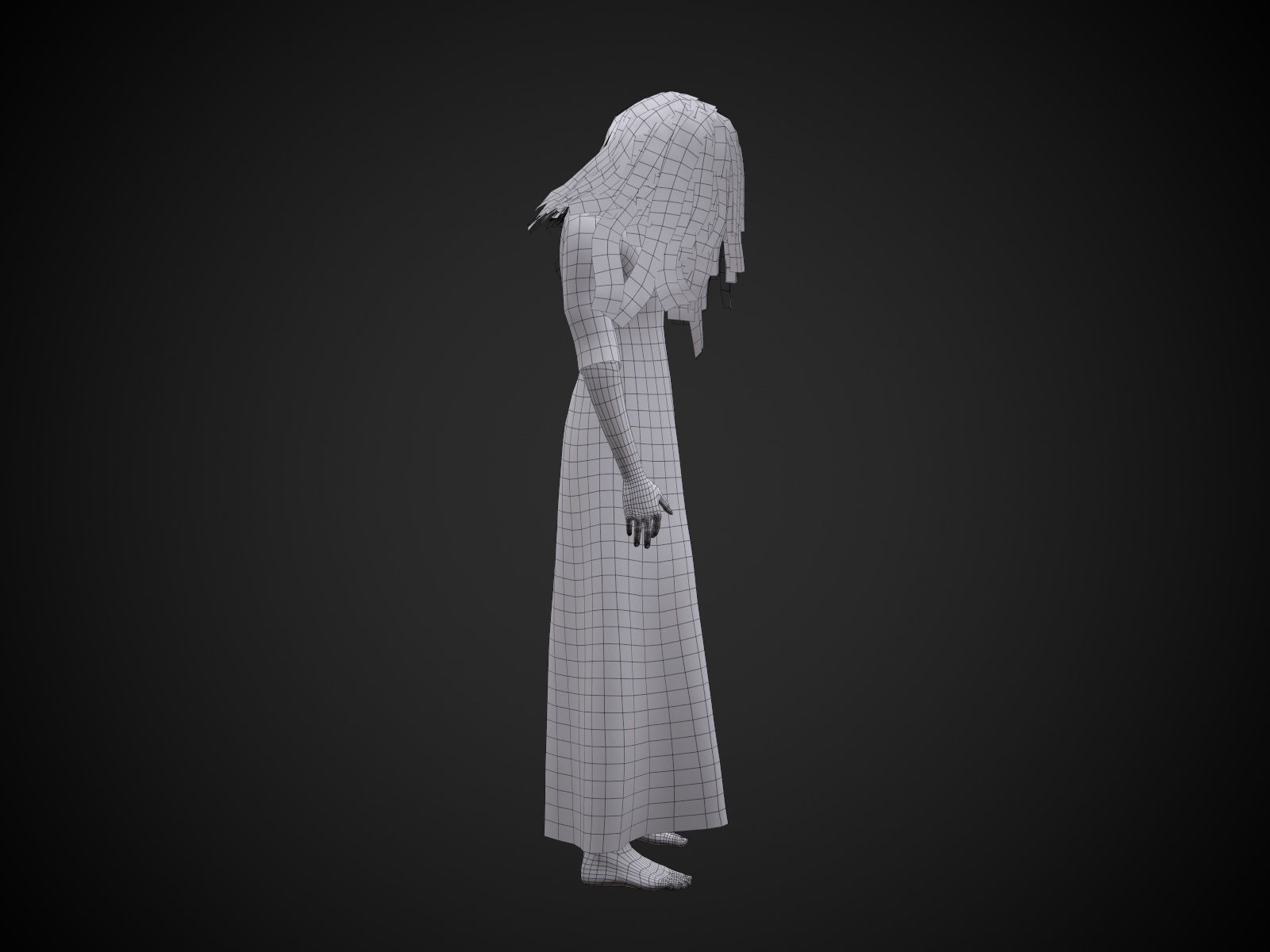Horror Girl Low-poly 3D model_19