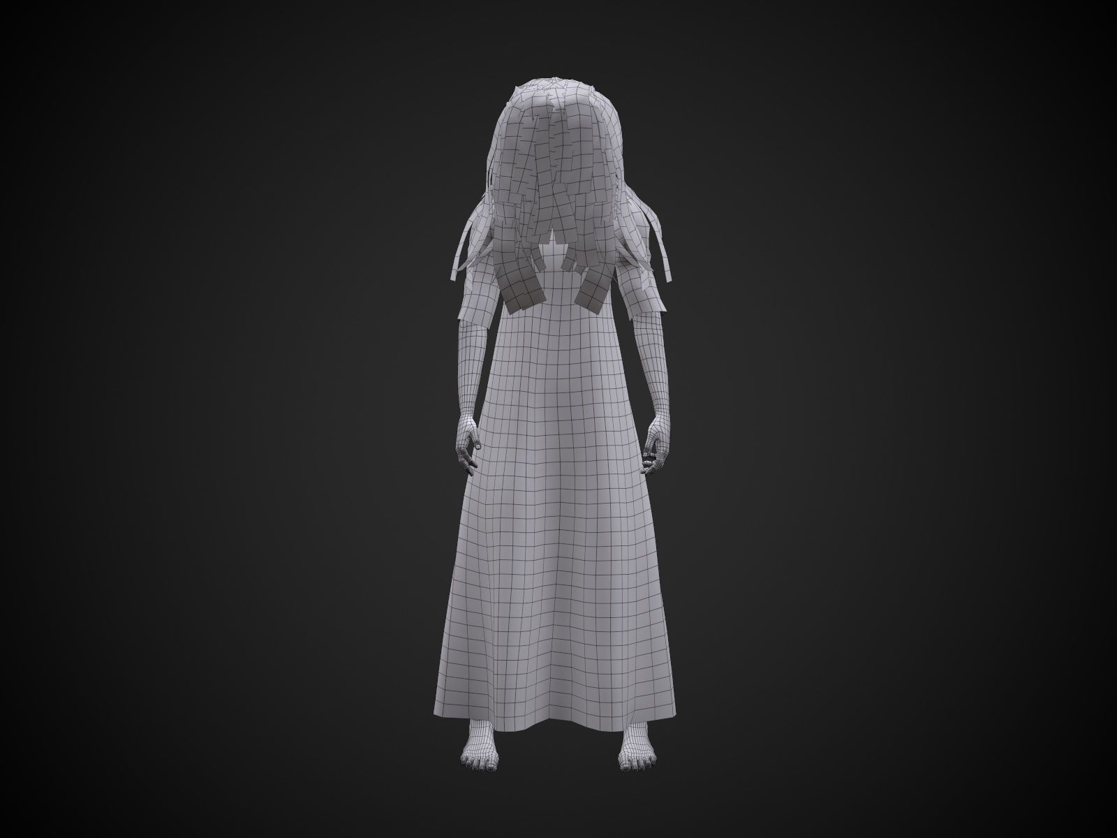 Horror Girl Low-poly 3D model_16