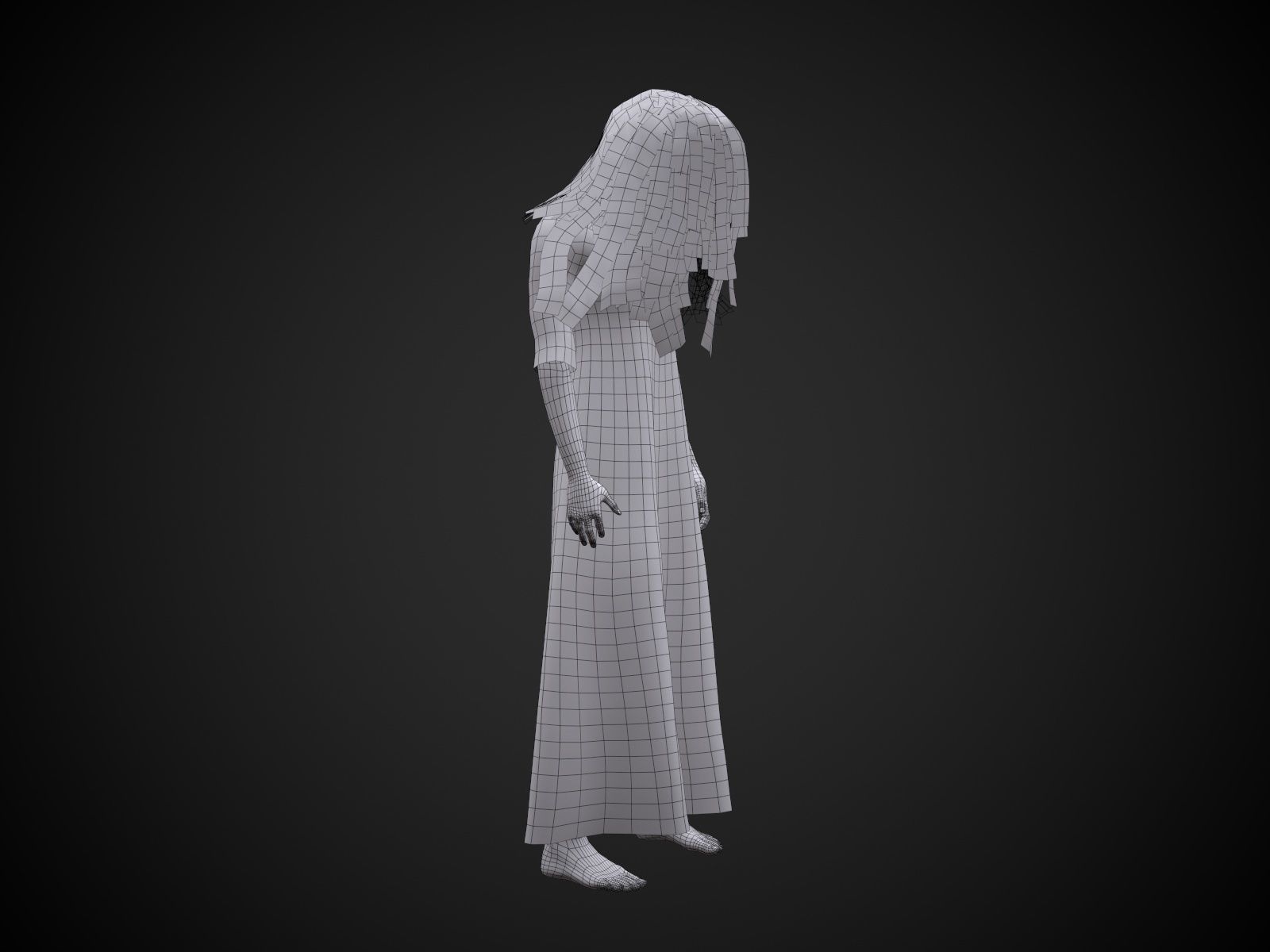 Horror Girl Low-poly 3D model_18
