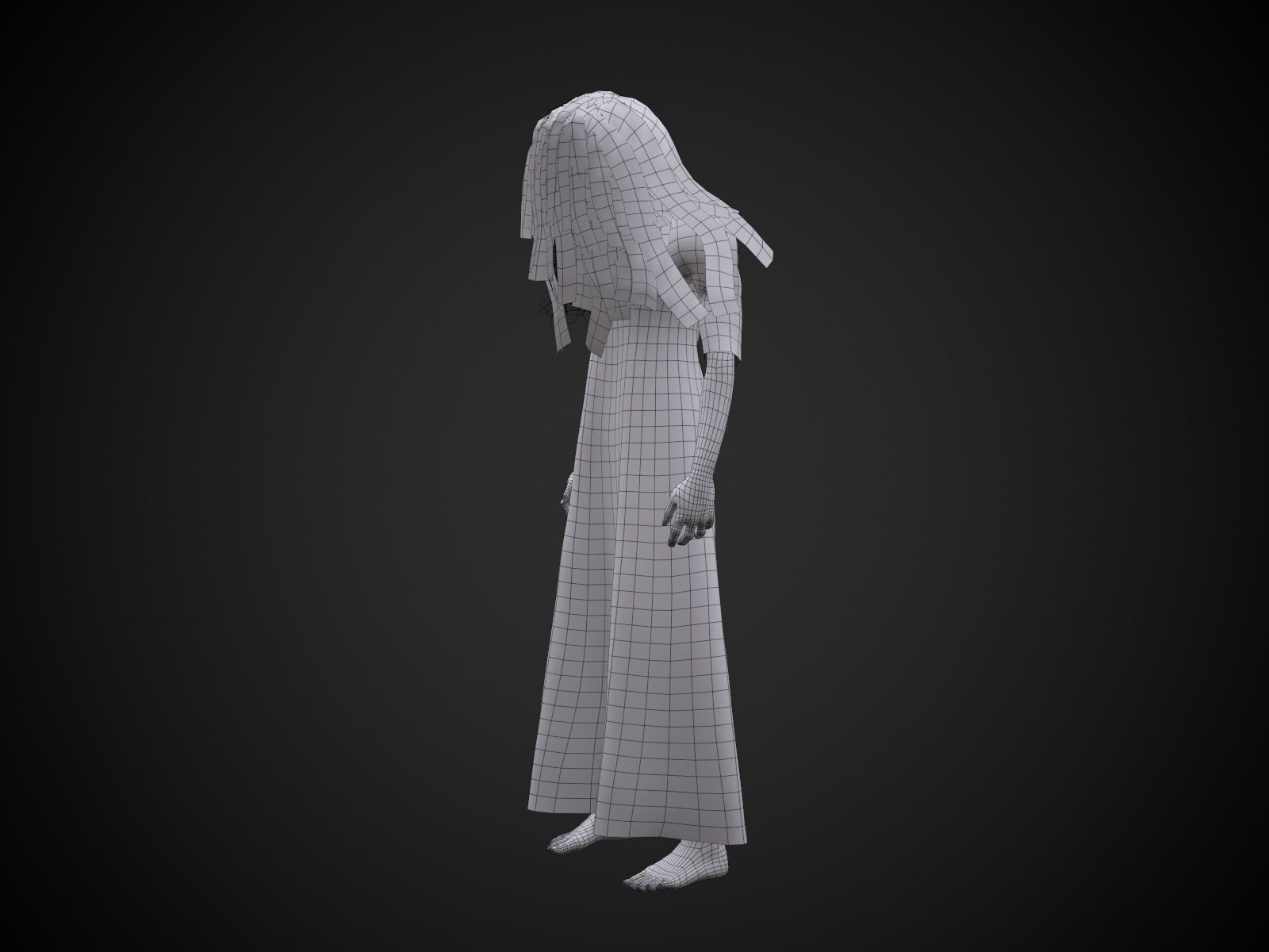 Horror Girl Low-poly 3D model_26