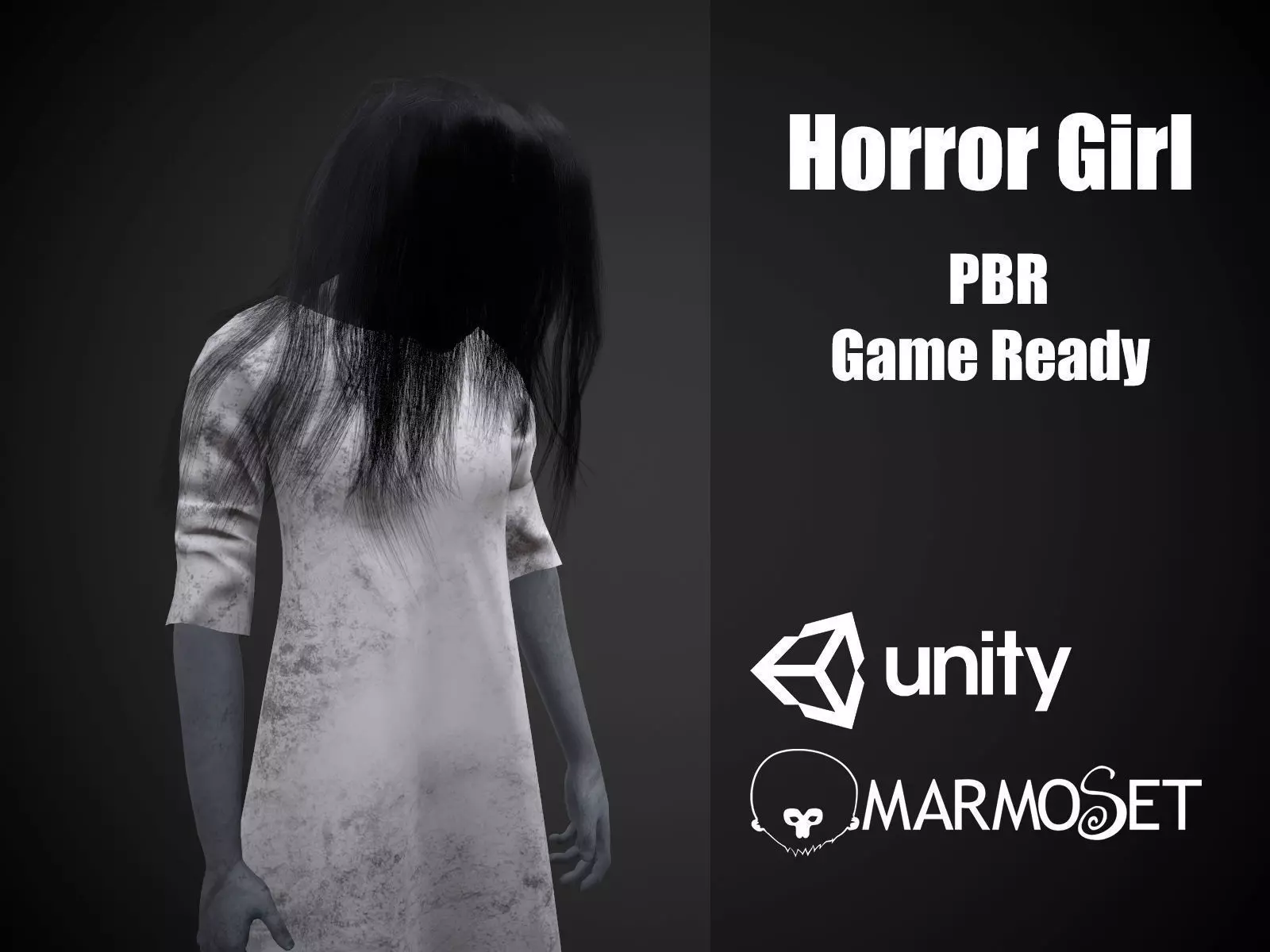 Horror Girl Low-poly 3D model_0