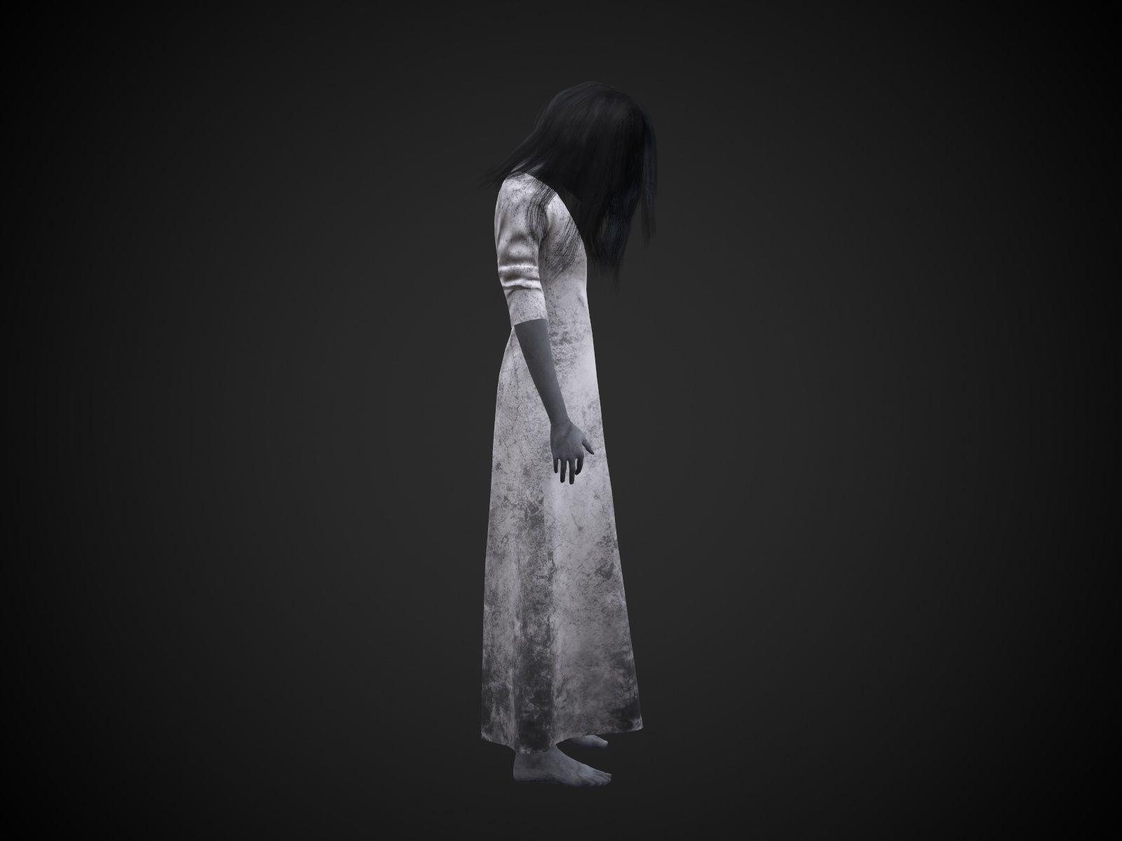 Horror Girl Low-poly 3D model_7