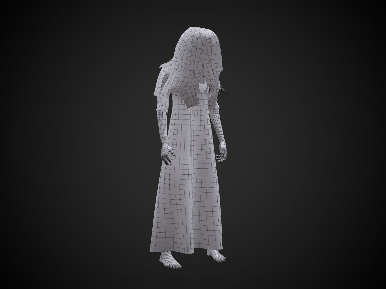 Horror Girl Low-poly 3D model_17