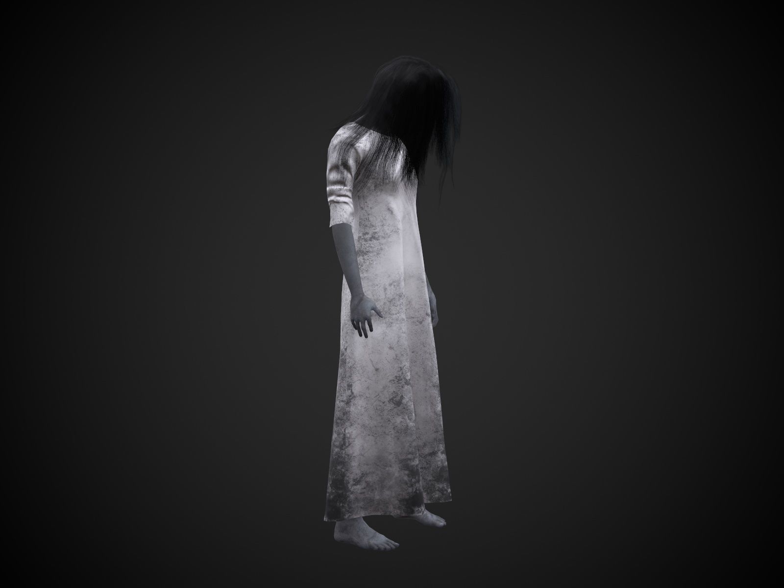 Horror Girl Low-poly 3D model_6