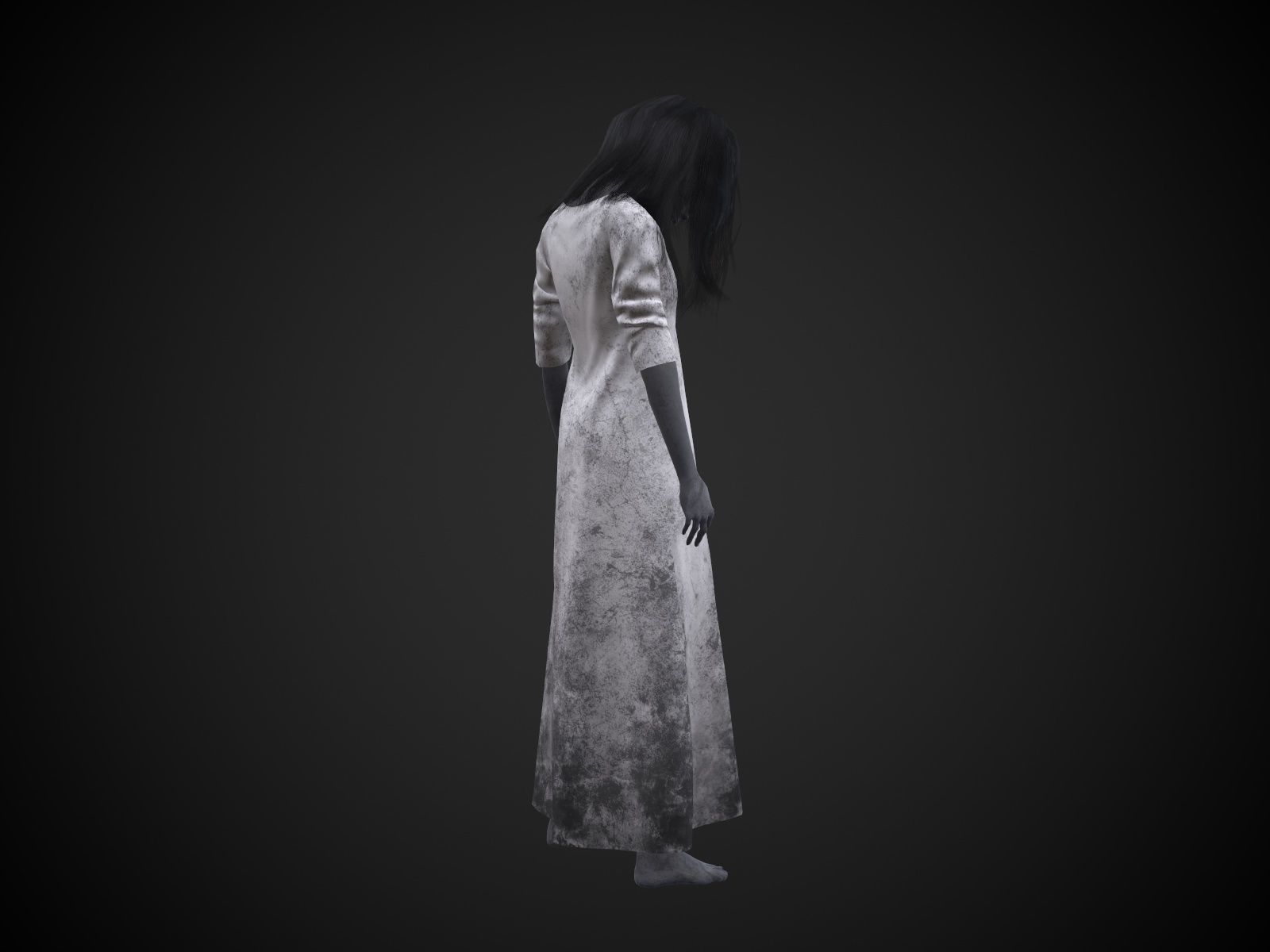 Horror Girl Low-poly 3D model_8