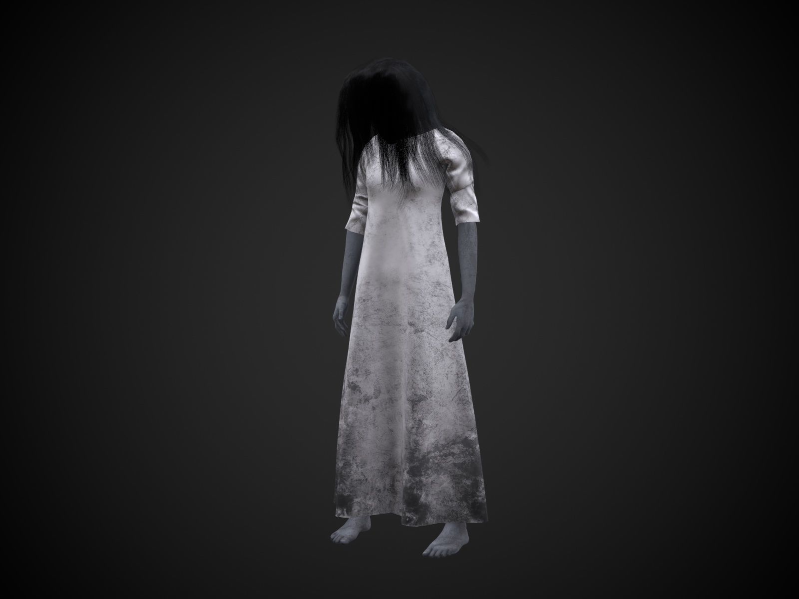 Horror Girl Low-poly 3D model_15