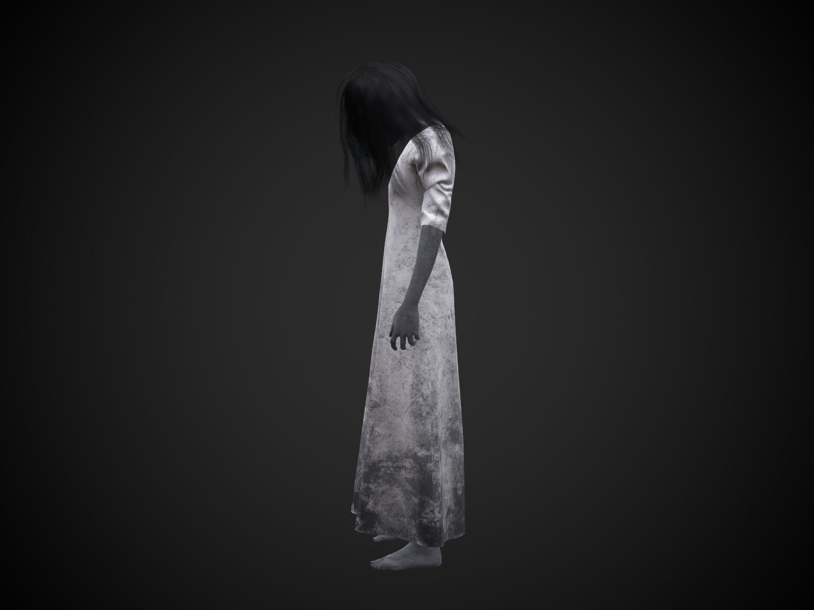 Horror Girl Low-poly 3D model_13