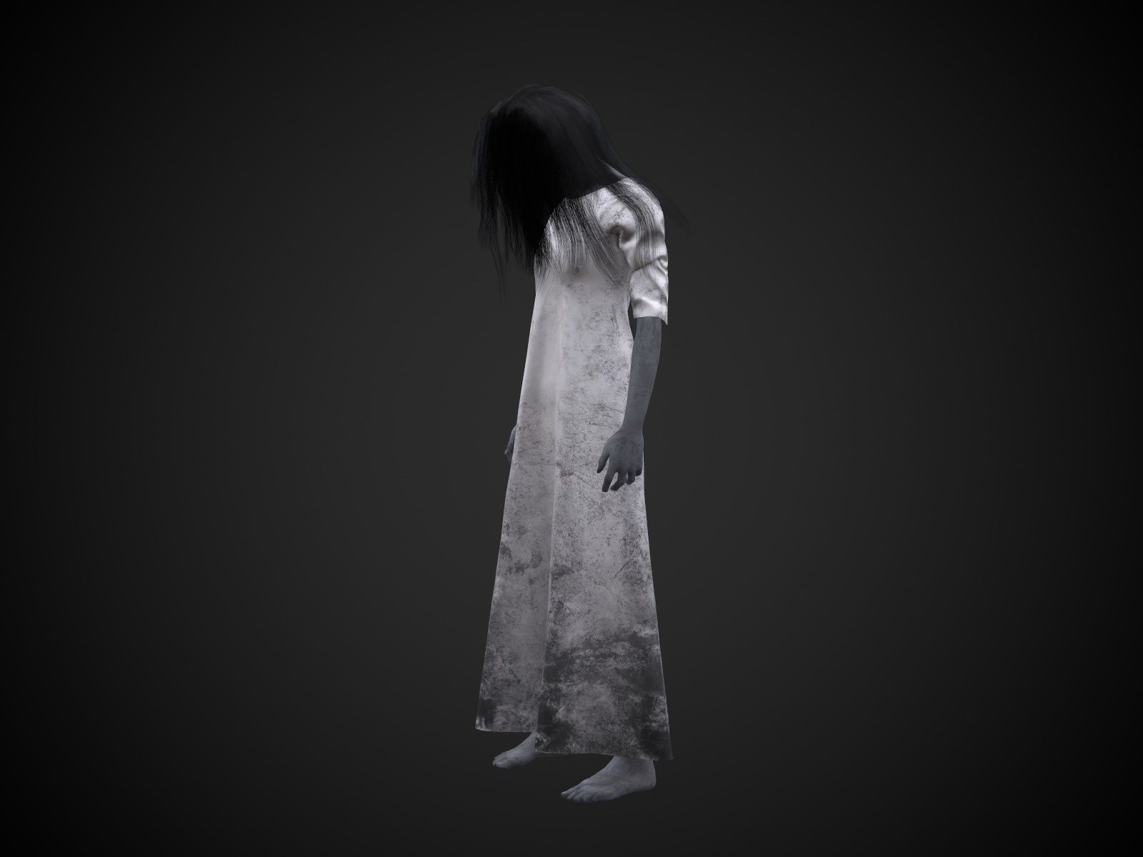 Horror Girl Low-poly 3D model_14