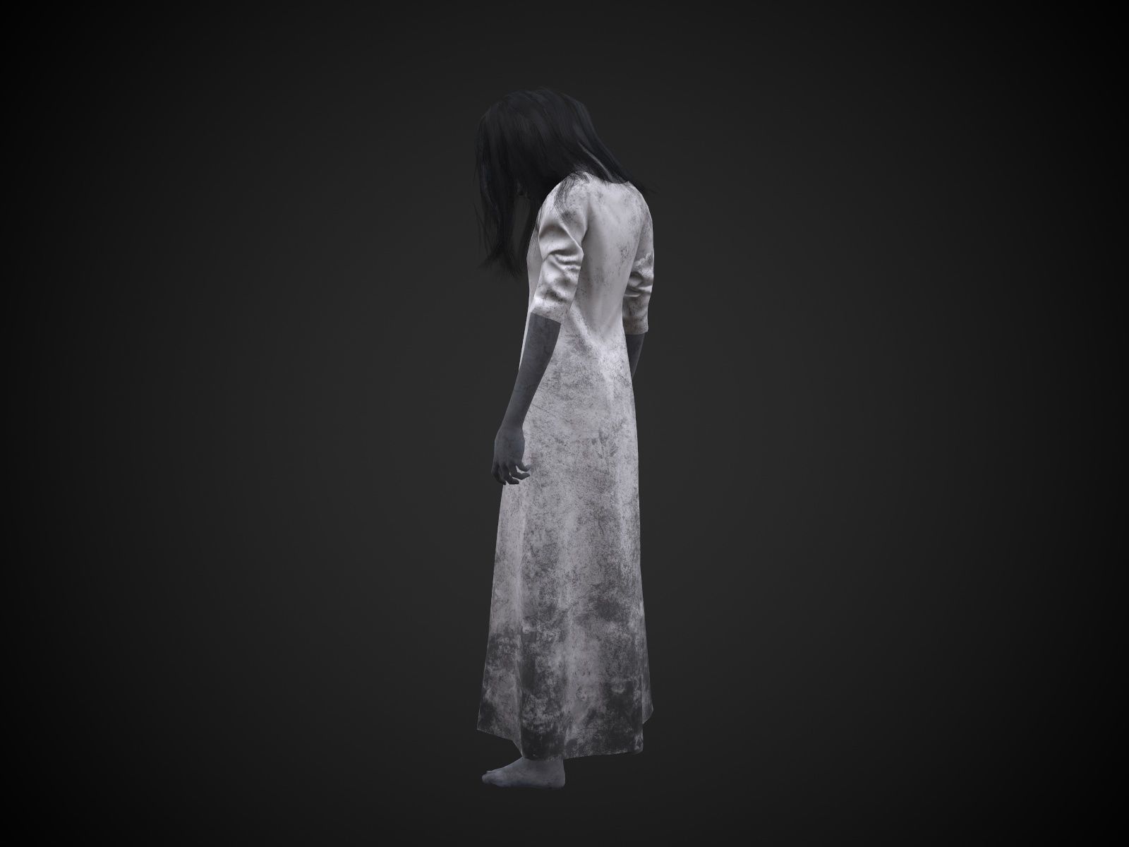 Horror Girl Low-poly 3D model_12