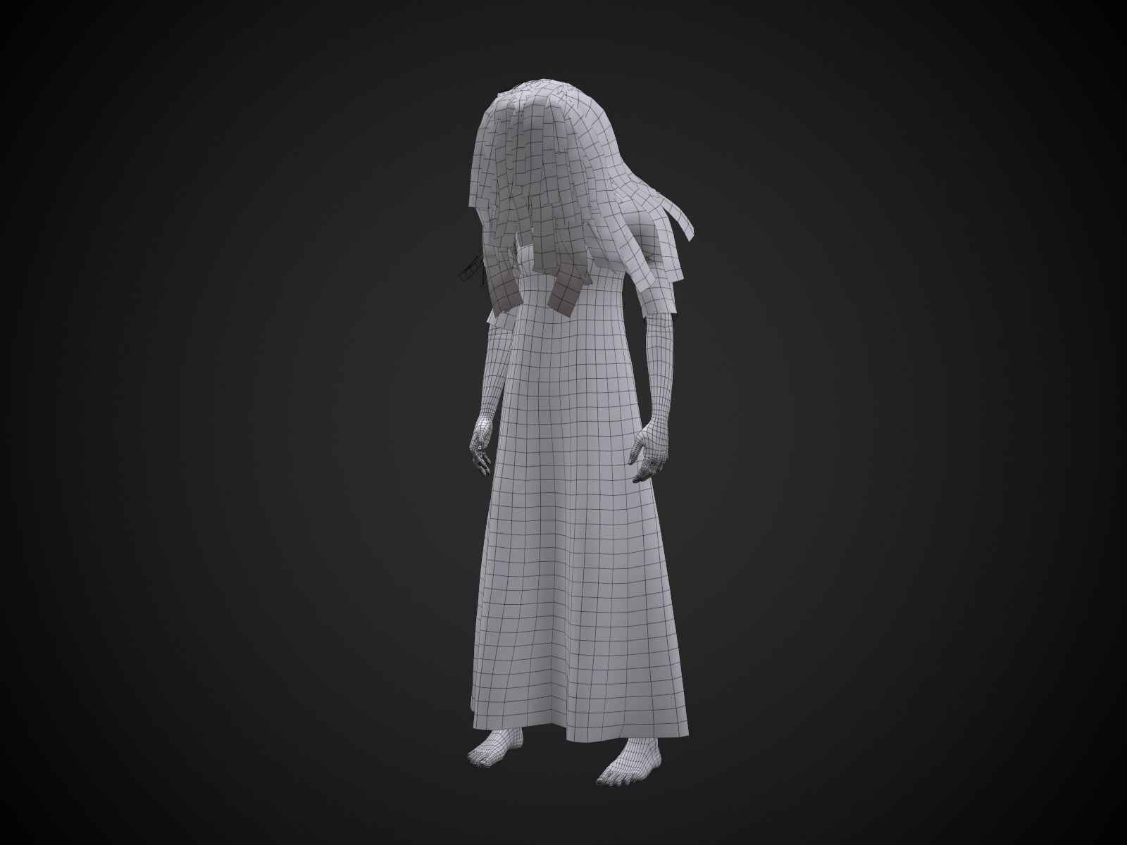 Horror Girl Low-poly 3D model_27