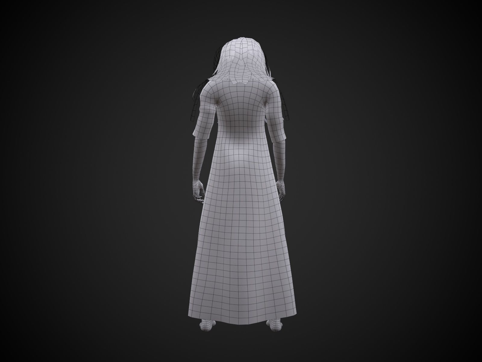 Horror Girl Low-poly 3D model_22