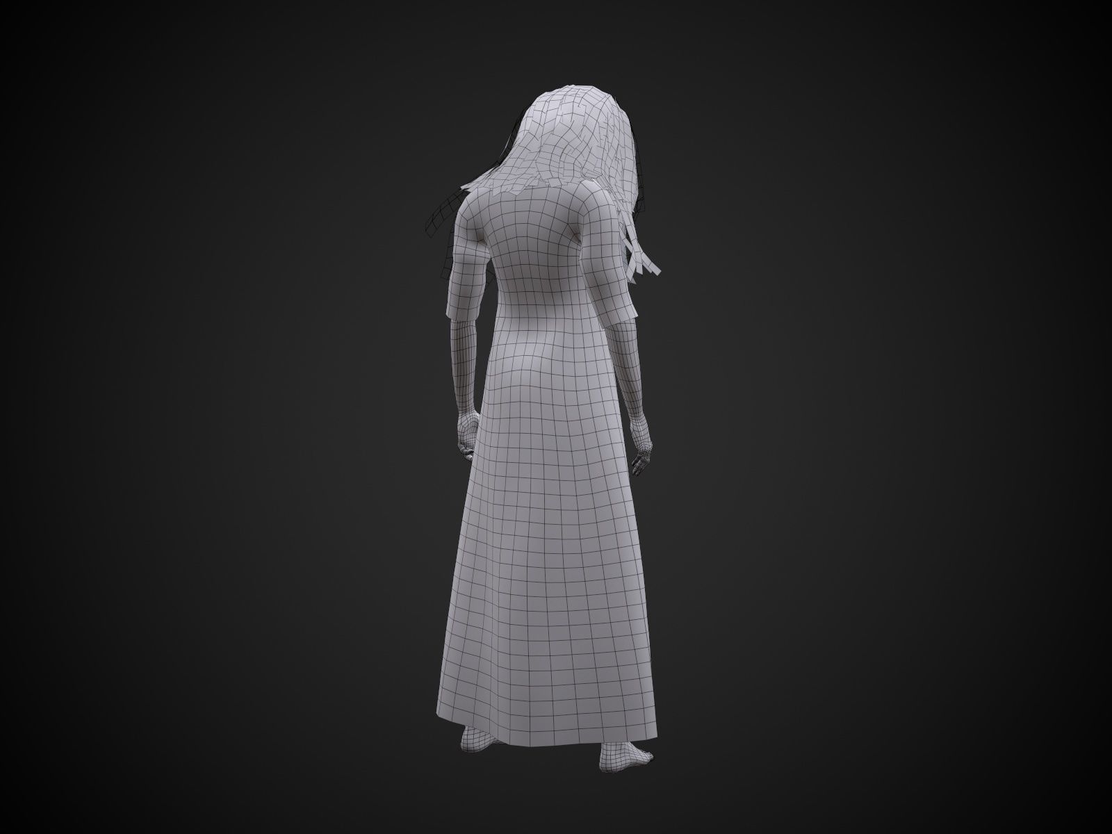 Horror Girl Low-poly 3D model_21
