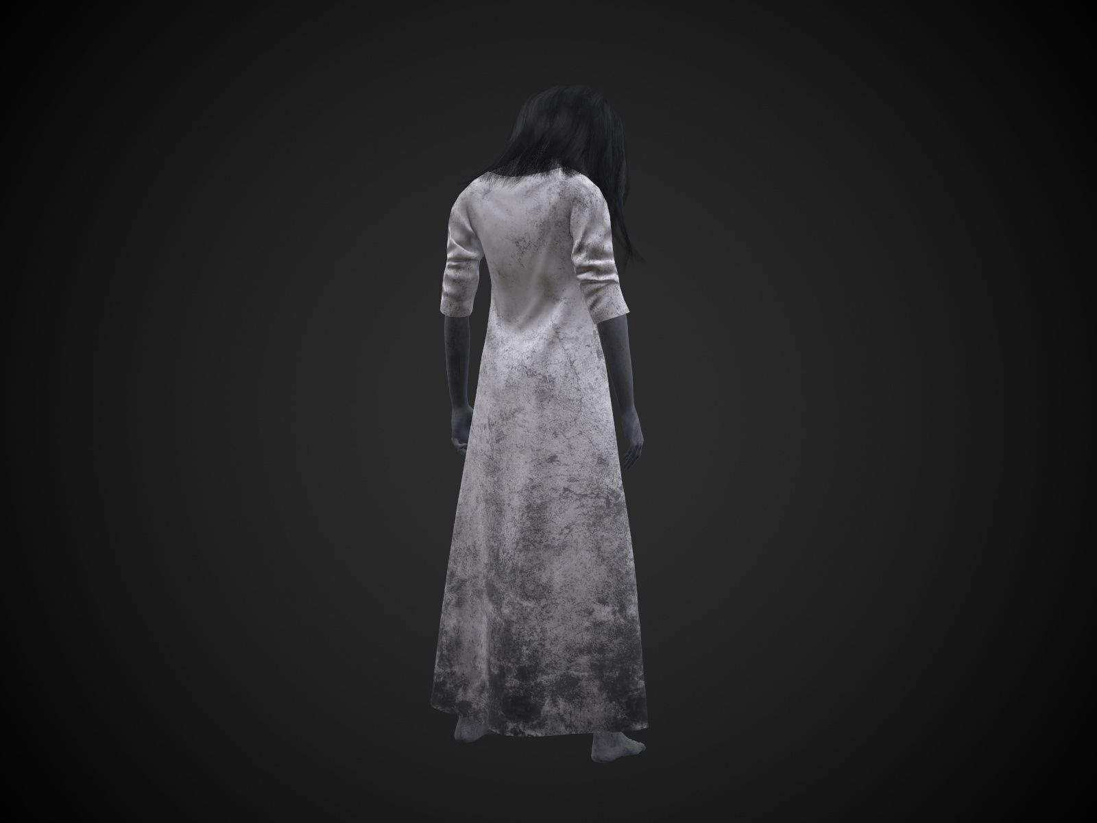Horror Girl Low-poly 3D model_9