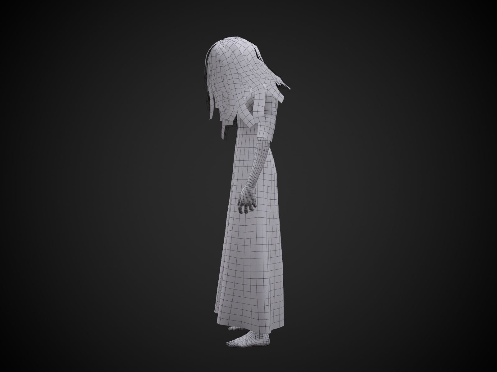 Horror Girl Low-poly 3D model_25