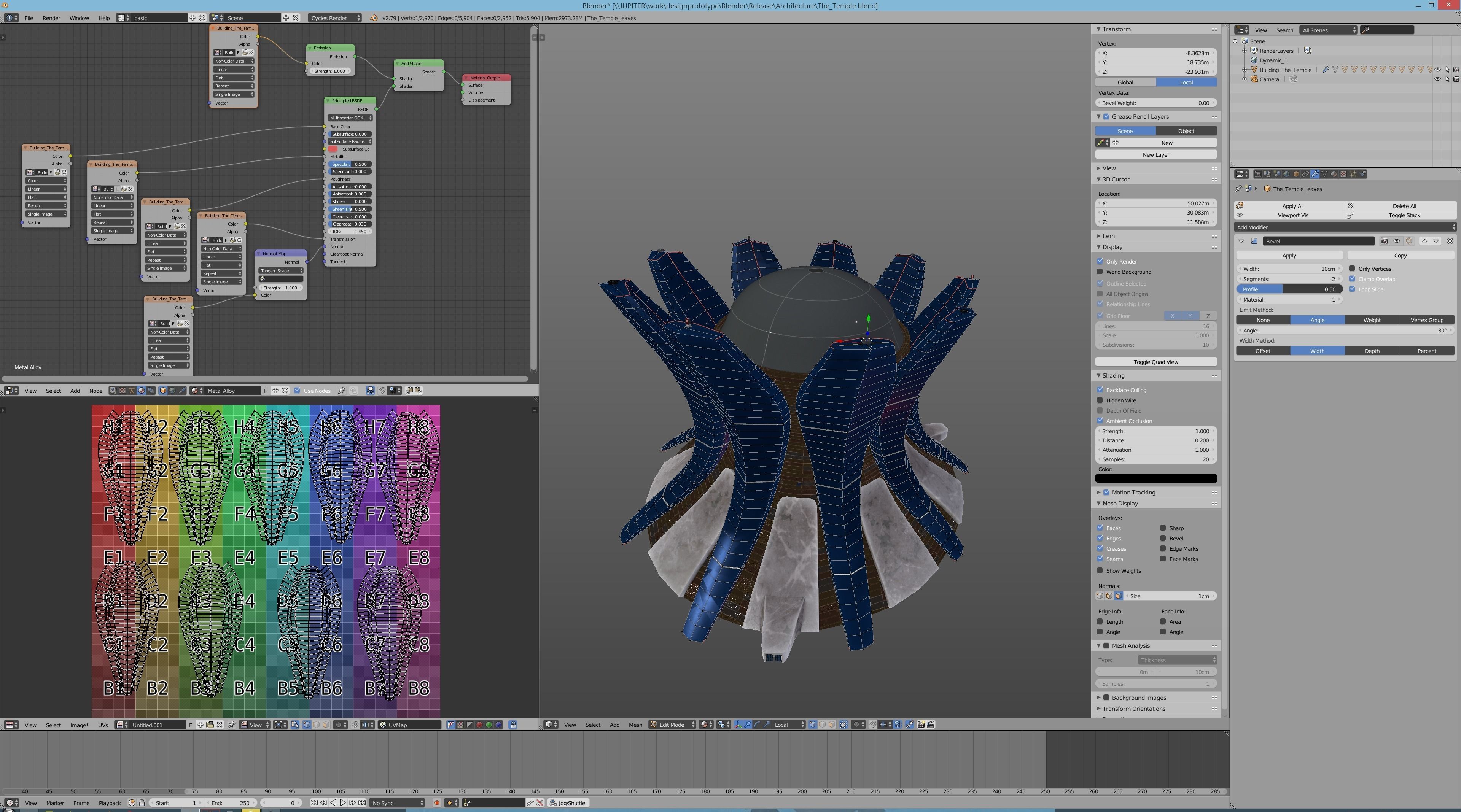 The Temple futuristic building in city 3D model_2