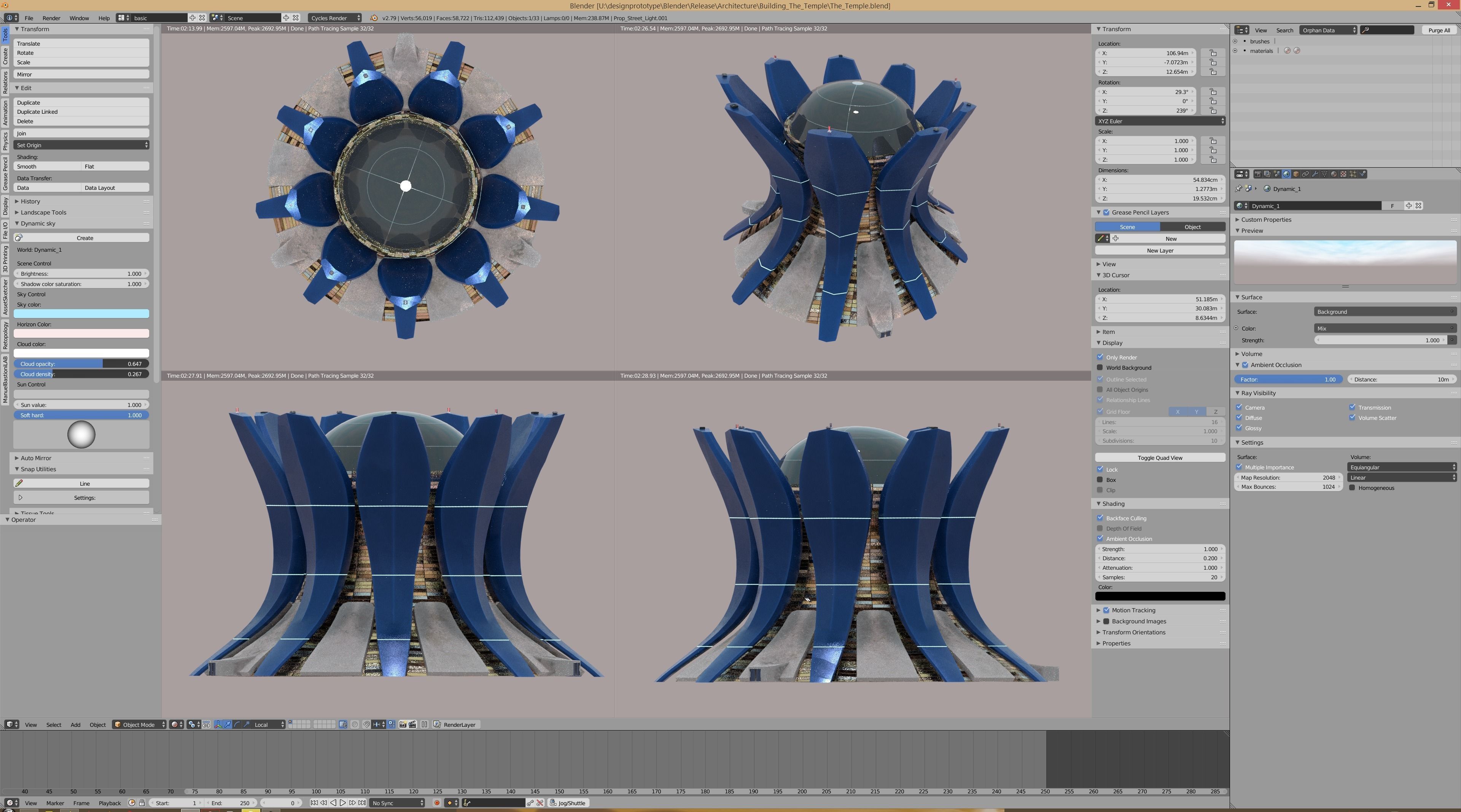 The Temple futuristic building in city 3D model_3