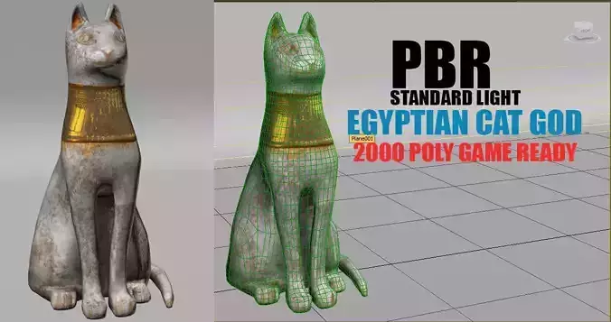 Egyptian cat god Low-poly 3D model