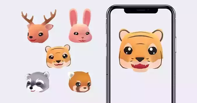 Animoji Animals Low-poly 3D model
