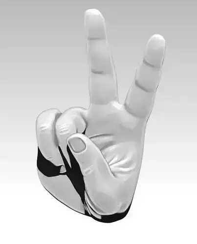 Man hand victory peace V sing  3D print model