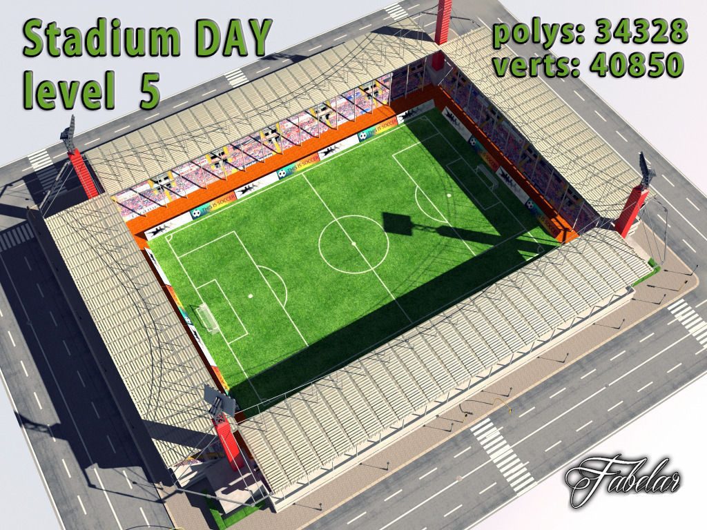 Stadium Level 5 Day-Night Low-poly 3D model_6