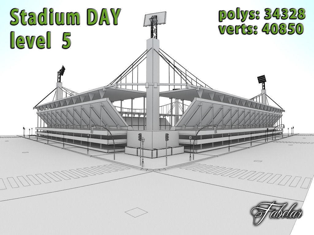 Stadium Level 5 Day-Night Low-poly 3D model_26