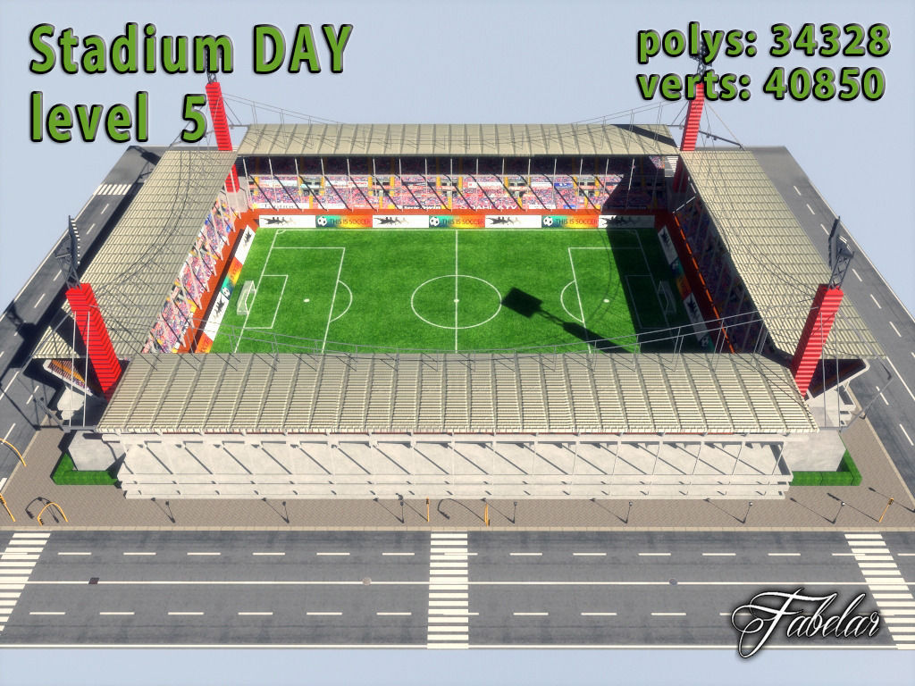 Stadium Level 5 Day-Night Low-poly 3D model_8
