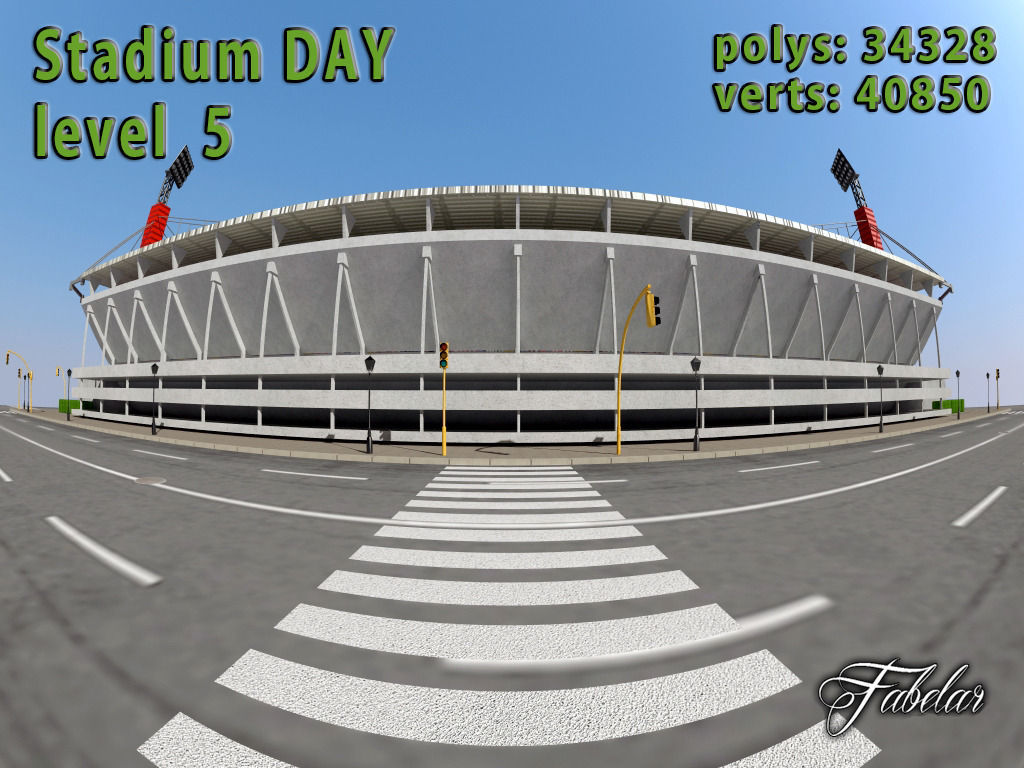 Stadium Level 5 Day-Night Low-poly 3D model_5