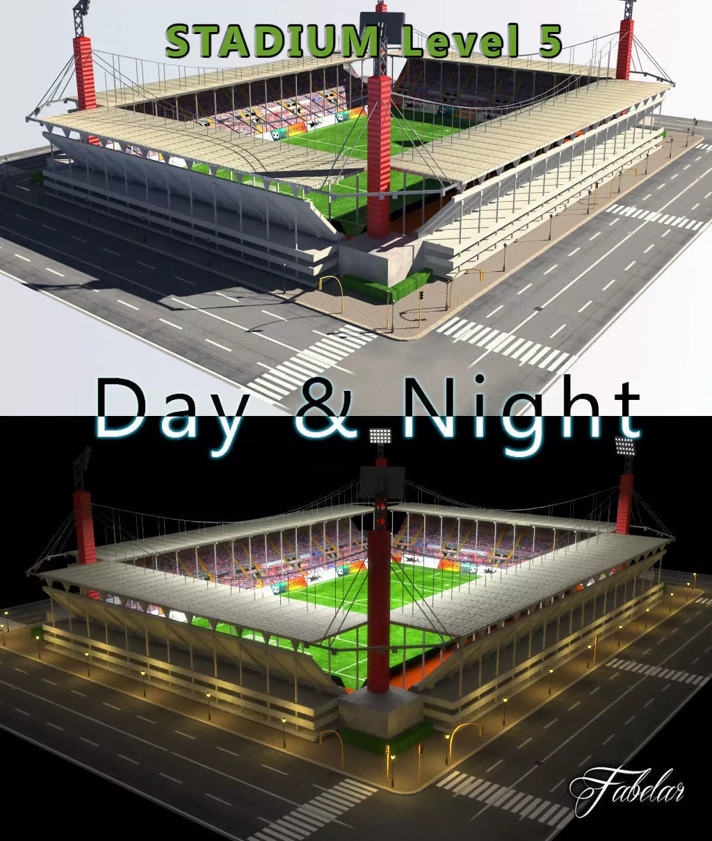 Stadium Level 5 Day-Night Low-poly 3D model_0