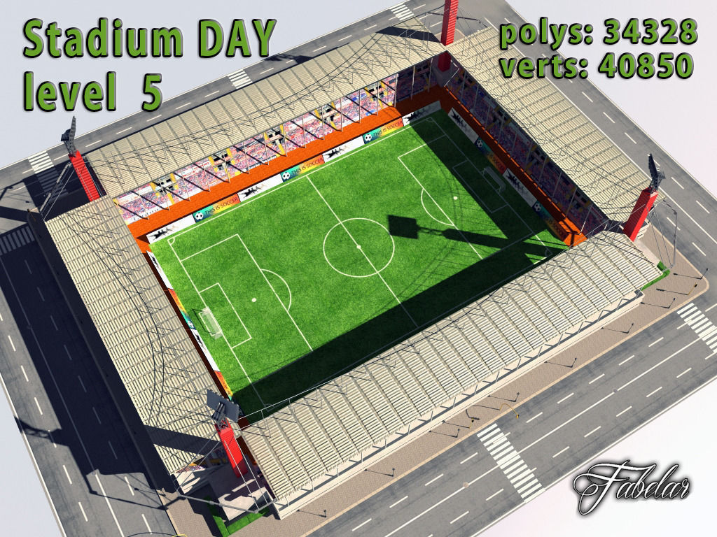 Stadium Level 5 Day-Night Low-poly 3D model_2