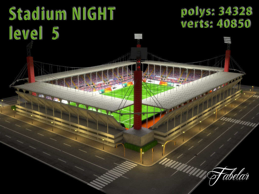 Stadium Level 5 Day-Night Low-poly 3D model_13