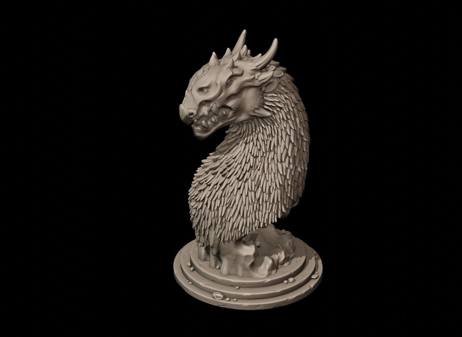 Dragon Bust 3D print model_6