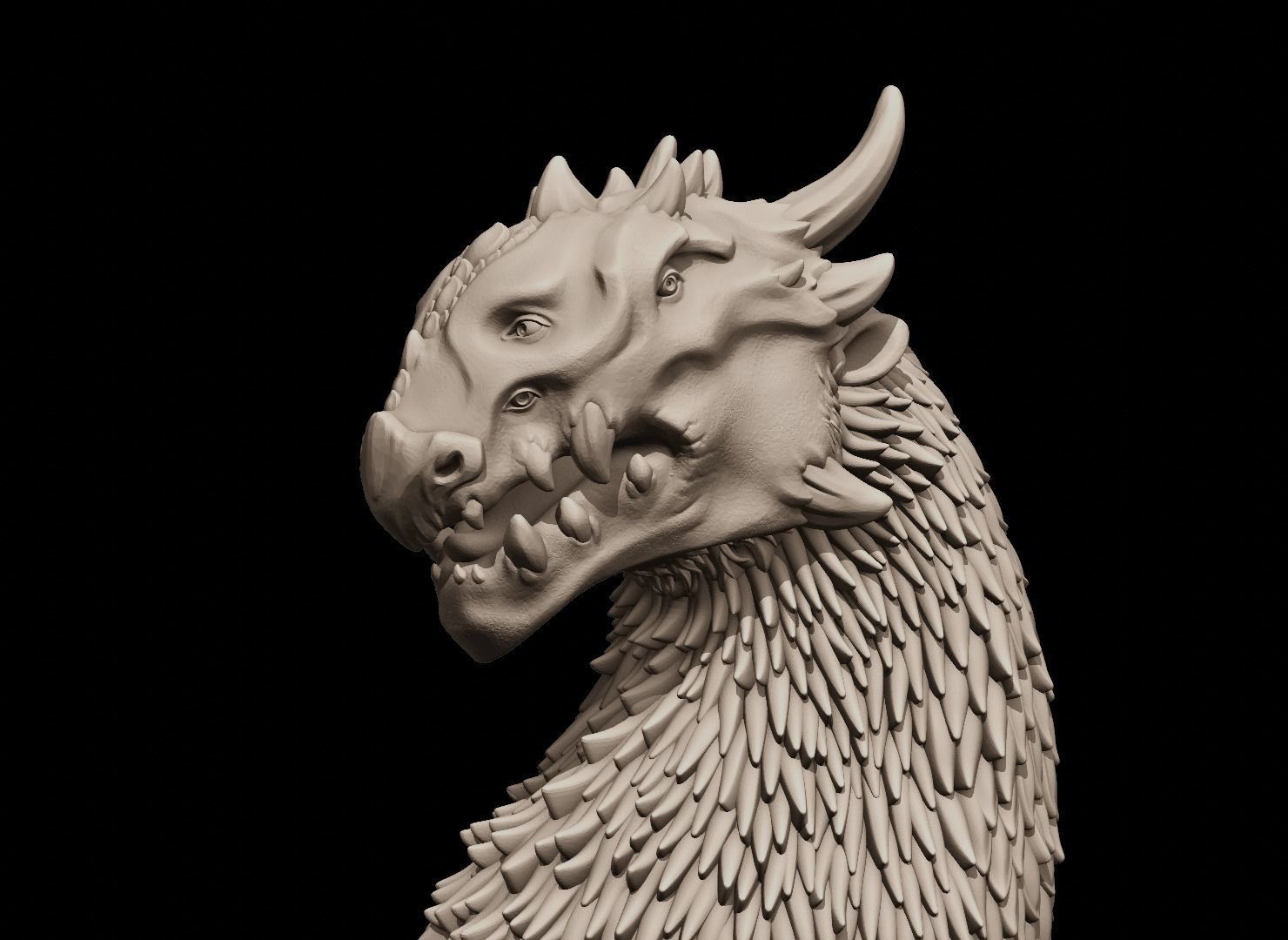 Dragon Bust 3D print model_12