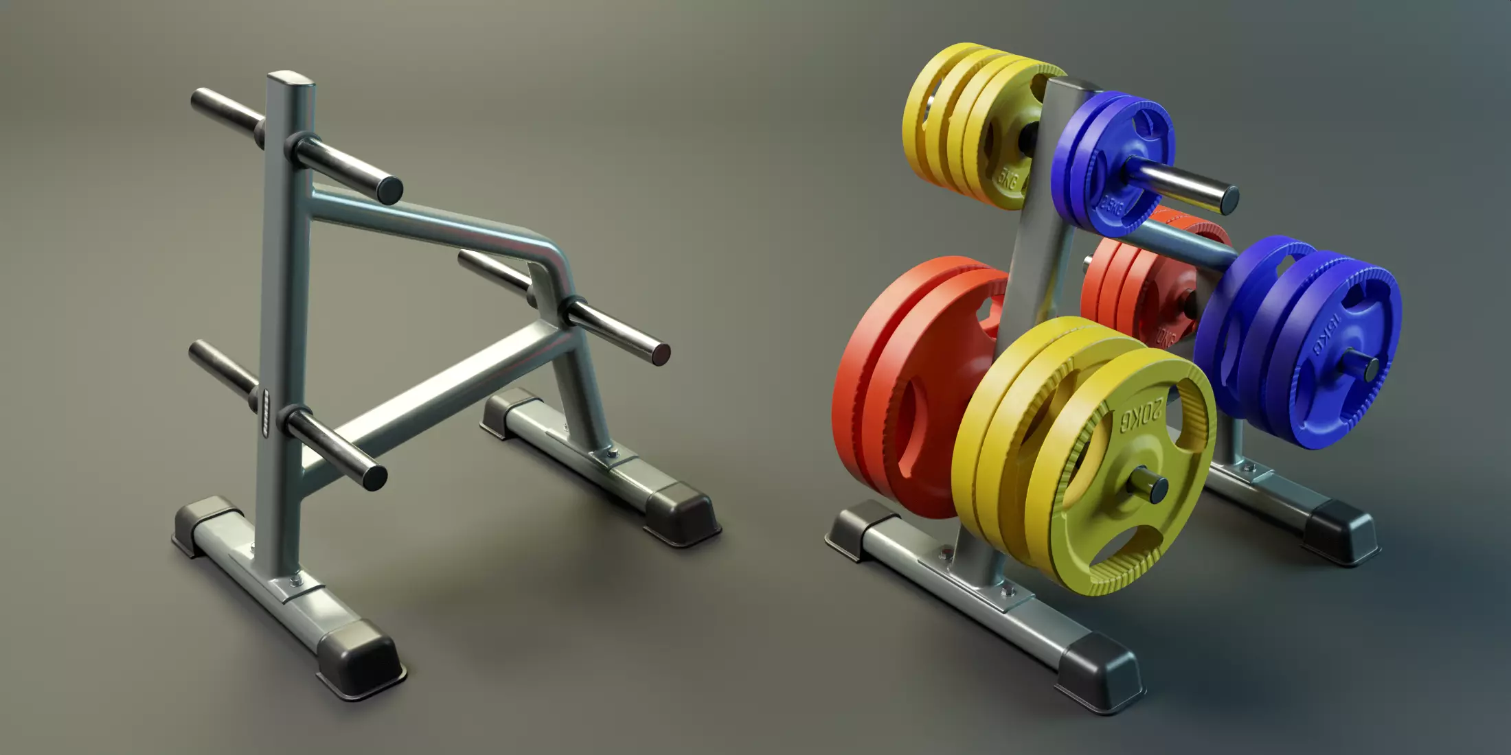 Bumper Plate Storage Rack Low-poly 3D model