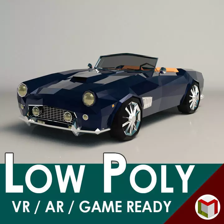 Low Poly Roadster sports car Low-poly 3D model