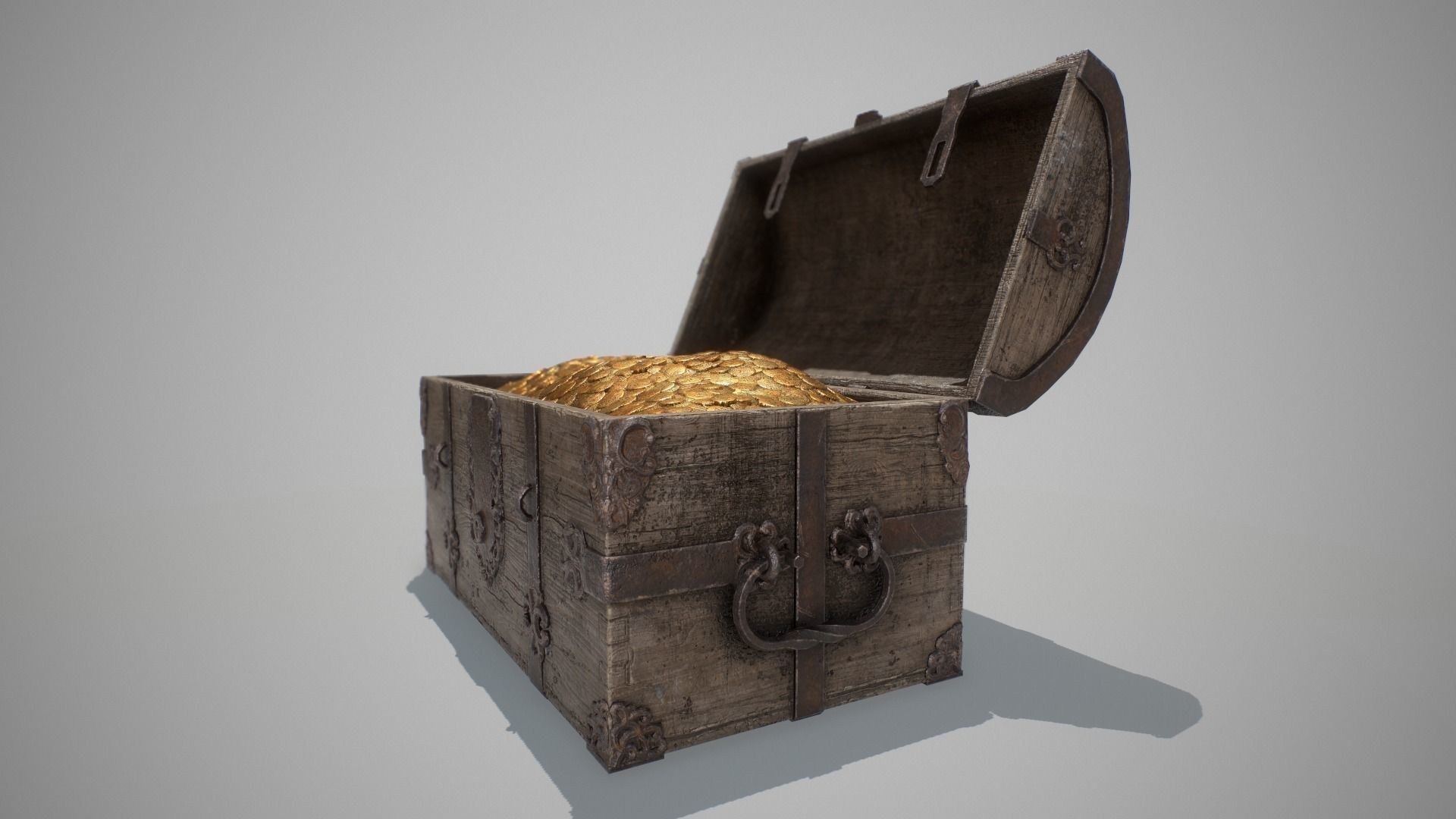 PBR Old Spanish Treasure Chest Low-poly 3D model_3