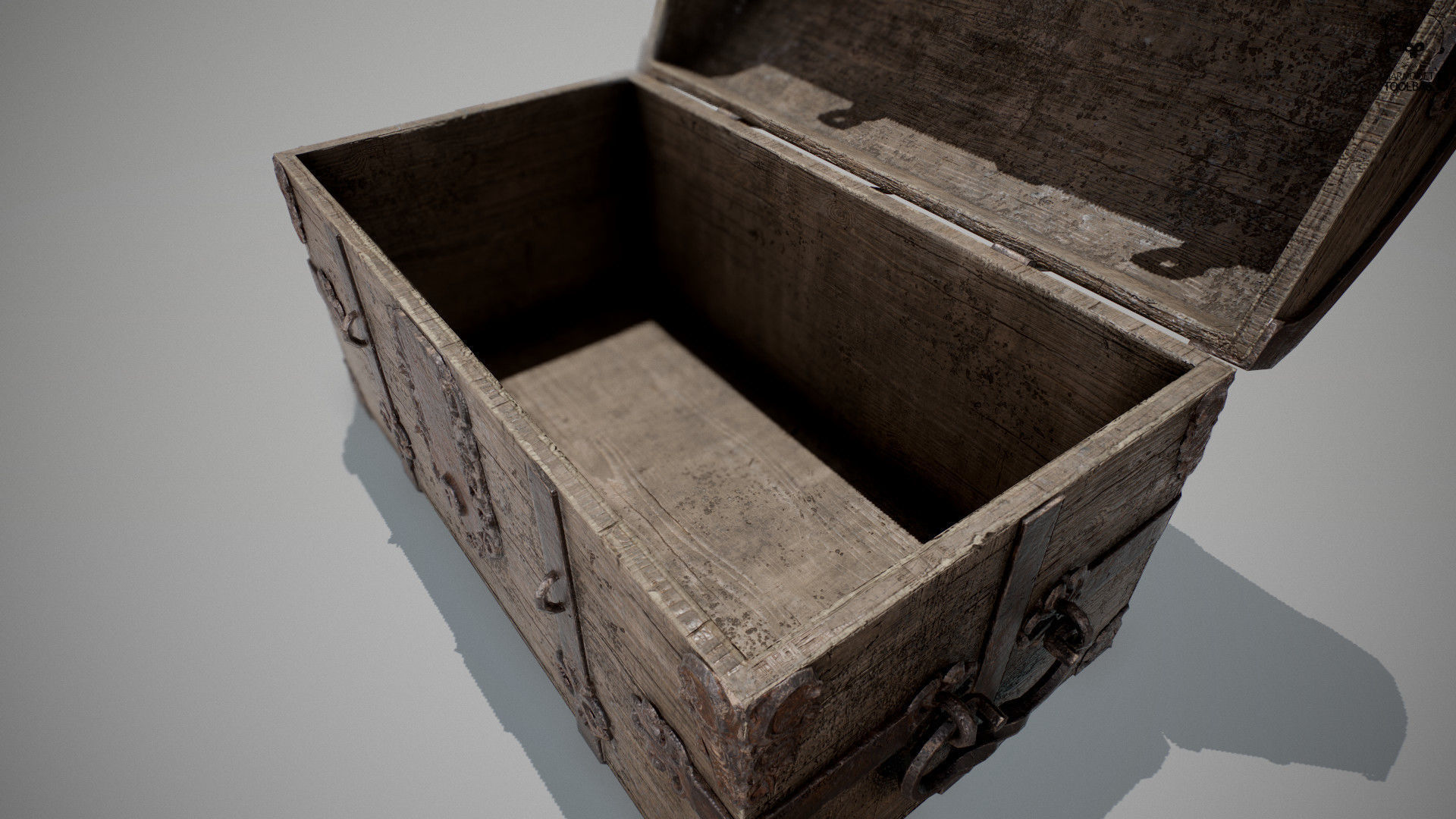 PBR Old Spanish Treasure Chest Low-poly 3D model_2