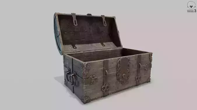 PBR Old Spanish Treasure Chest Low-poly 3D model